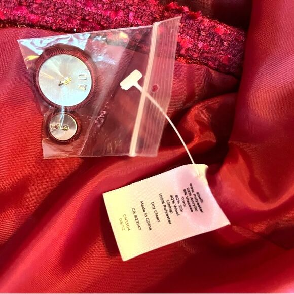 Talbots Woven Blend Jacket Blazer Silk Wool Trim Red Pink Career Women's 12 New - Picture 10 of 10